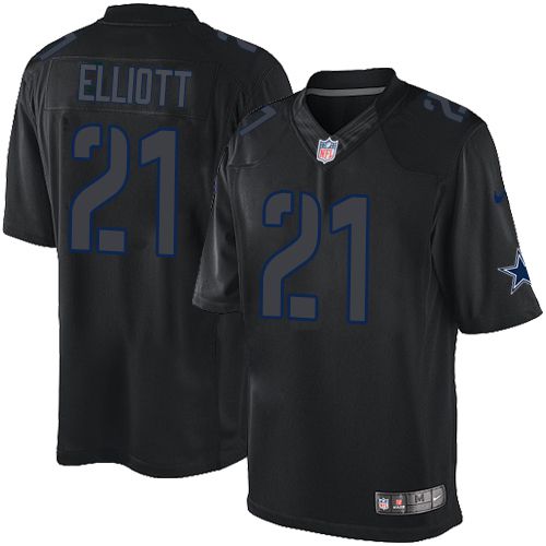 Nike Cowboys #21 Ezekiel Elliott Black Men's Stitched NFL Impact Limited Jersey - Click Image to Close
